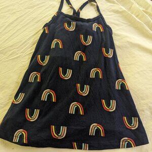 Hanna Andersson Navy Retro Rainbow UVA/UVB Blocking Tank Dress w/ Shorts, 3T